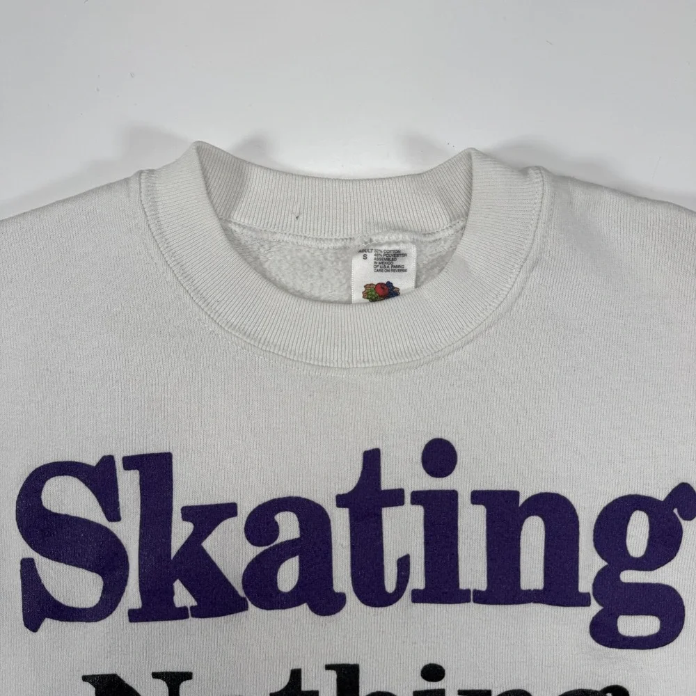 Vintage 90's/Y2K Ice SKATING Nothing Else‎ Matters Sweatshirt Small White Sports